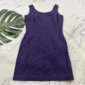 The Limited Vintage Linen Blend Sheath Dress Size 6 Purple Sleeveless 90s